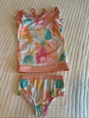 SweetHoney Girls Two-Piece Swim Set in Pink, Coral, Teal, Yellow